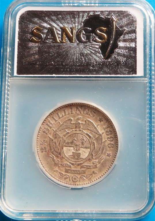 ZAR 1896 2 1/2 Shillings Halfcrown Silver SANGS VF35