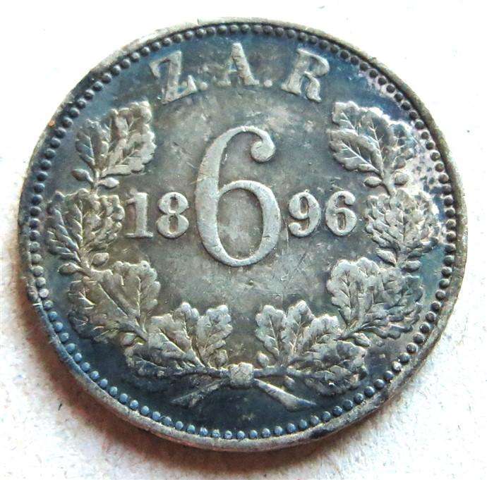 1896 ZAR 6d Sixpence - Silver 92.5%