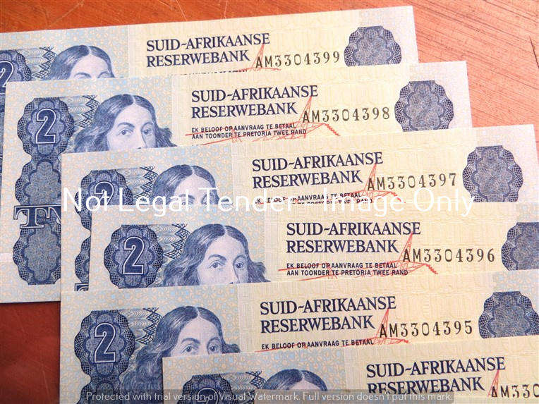 7 x Consecutive Number GPC De Kock R2 AM Notes - Bid per Note