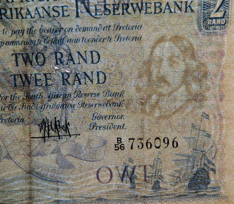 MH De Kock Two Rand Note B56 #736096