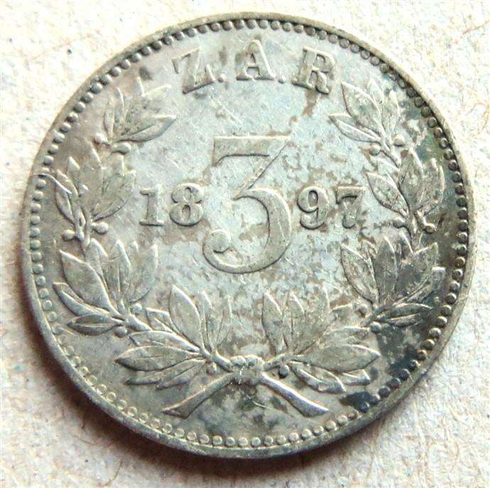 1897 ZAR 3d Threepence - Silver 92.5%
