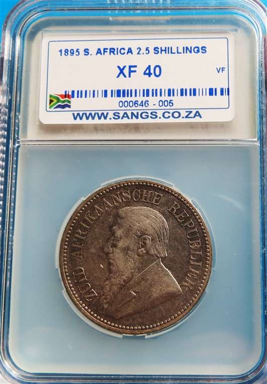 ZAR 1895 2 1/2 Shillings Halfcrown Silver SANGS XF40