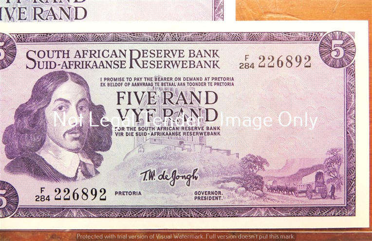 2 x T.W De Jongh R5 Notes F prefix - bid per note