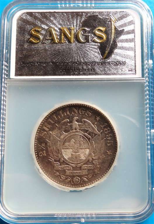 ZAR 1895 2 1/2 Shillings Halfcrown Silver SANGS XF40