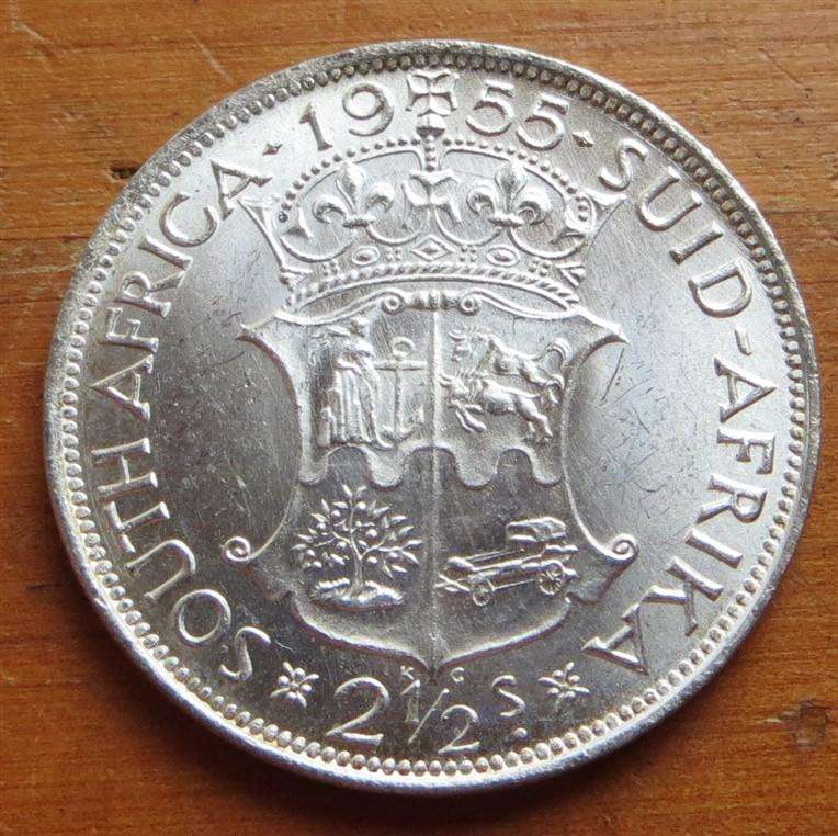 1955 SA Union 2/6 Shillings Halfcrown Silver - Condition