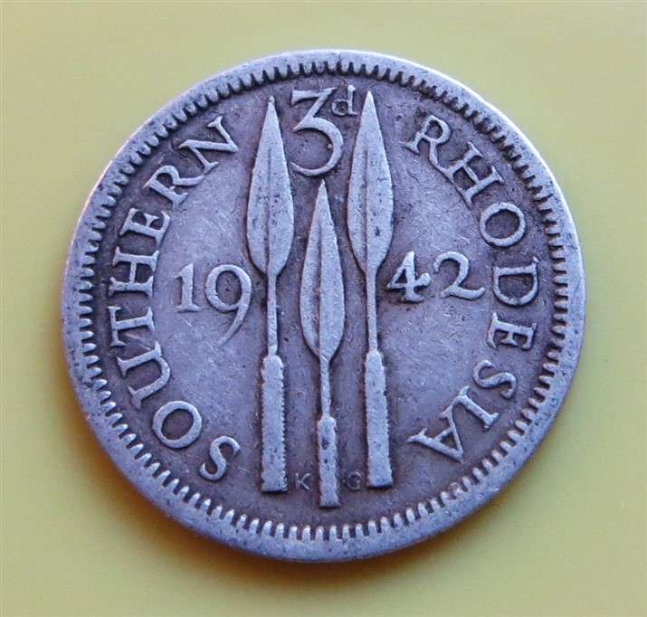 1942 Southern Rhodesia 3d Silver Coin