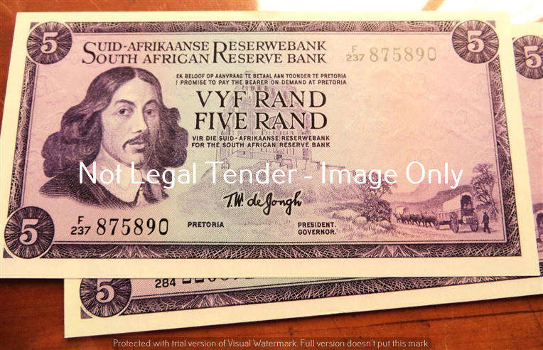 2 x T.W De Jongh R5 Notes F prefix - bid per note