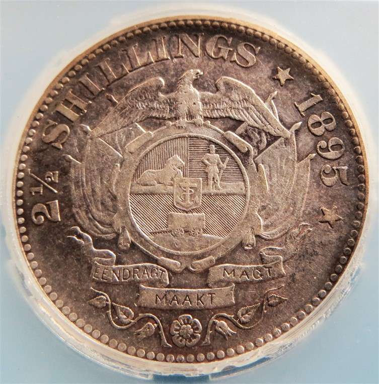 ZAR 1895 2 1/2 Shillings Halfcrown Silver SANGS XF40