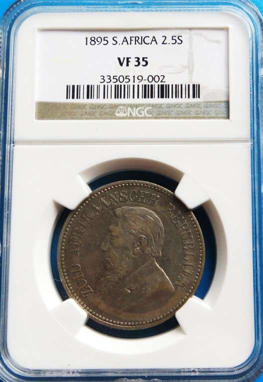 ZAR 1895 2 1/2 Shillings Halfcrown Silver NGC VF35