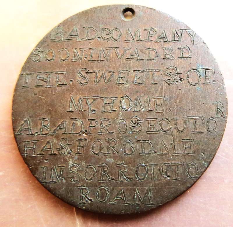 Unique "The Notes of my Sorrow ........In sorrow to roam" Coin - Trench Art Medallion