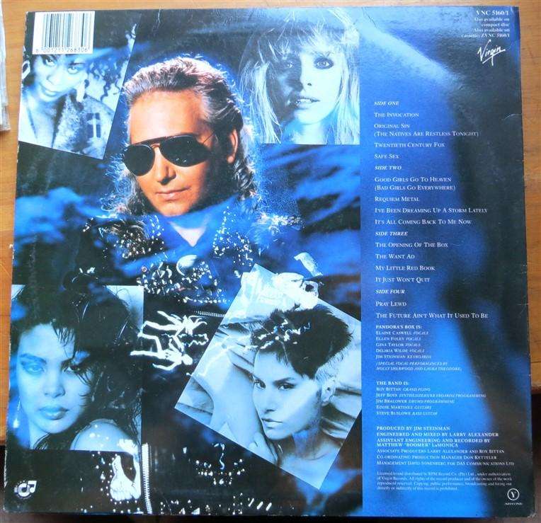 Pandora's Box Original Sin - Jim Steinman - Vintage Double Vinyl LP - VG