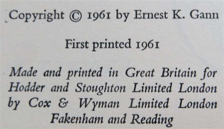 Fate is the Hunter - 1st Edition - Ernest K Gann - Hardcover  - 1961