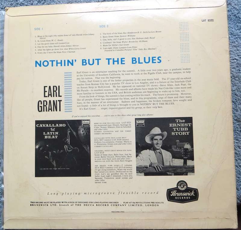 Nothin but the Blues - Earl Grant - Vintage Vinyl LP - VG