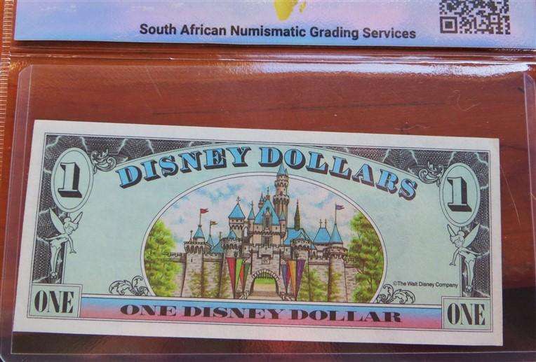 1998 Disney 1 Dollar - SANGS Graded AU58 - Mickey Mouse