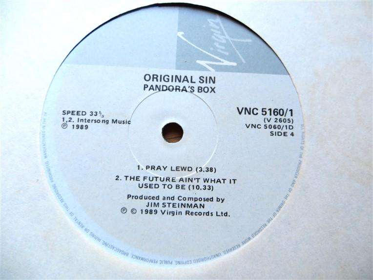Pandora's Box Original Sin - Jim Steinman - Vintage Double Vinyl LP - VG
