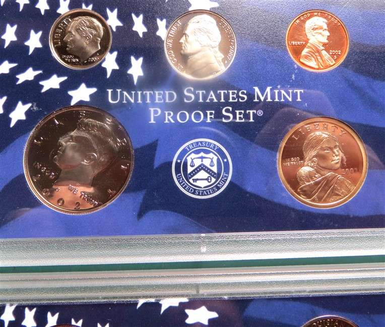 2002 US Proof Coin Set & includes 5 x New proof Quarters Set