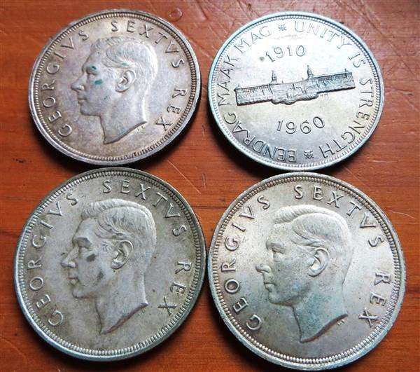 1948 + 51 + 52 + 1960 SA Union 5 Shillings Silver Crowns - Bid per Crown