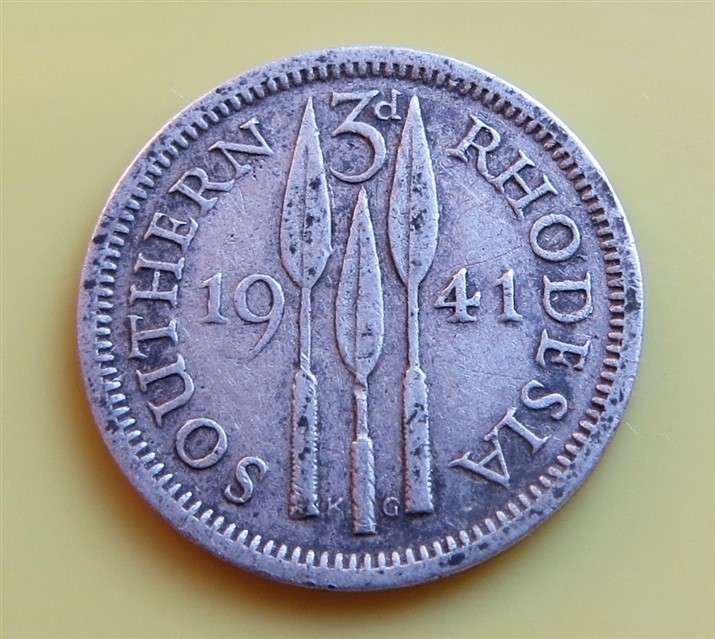 1941 Southern Rhodesia 3d Silver Coin