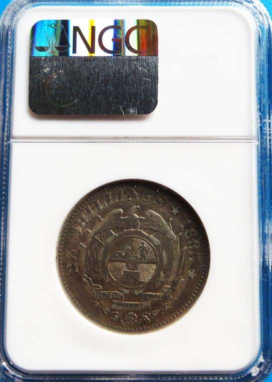 ZAR 1895 2 1/2 Shillings Halfcrown Silver NGC VF30