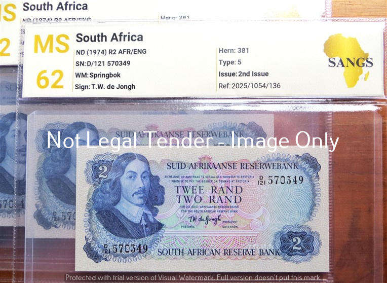 6 x Consecutive No. T.W De Jongh R2 Notes D121 prefix - bid per note