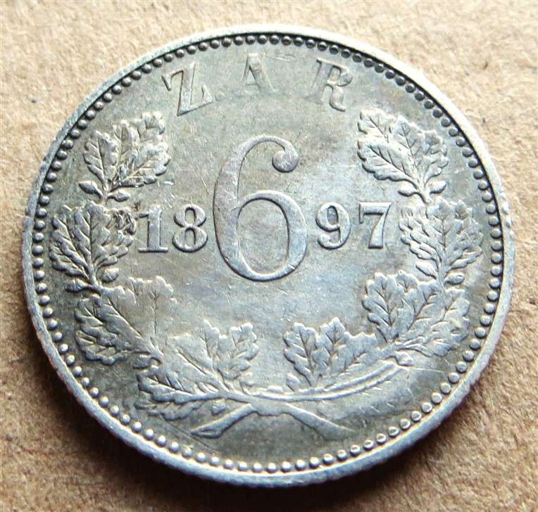 ZAR 1897 Sixpence 6d Silver
