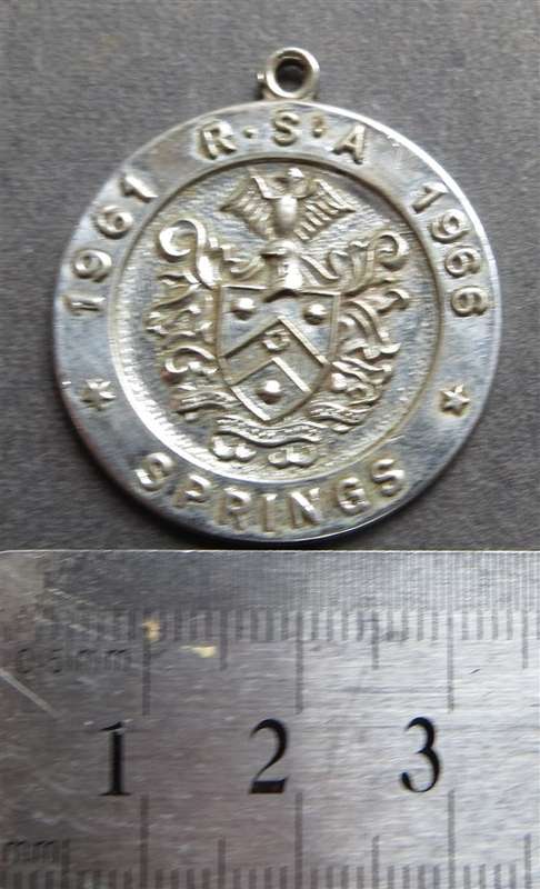 1961-1966 Springs SA Republic 5 years Commemorative Medallion