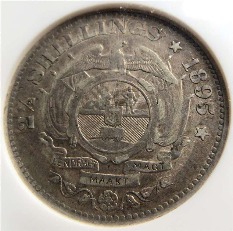 ZAR 1895 2 1/2 Shillings Halfcrown Silver NGC VF30