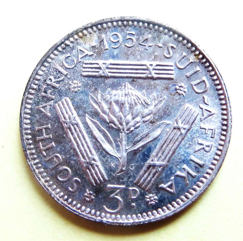 1954 Proof 3d Threepence Tiekie SILVER