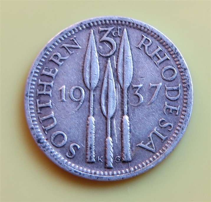 1937 Southern Rhodesia 3d Silver Coin