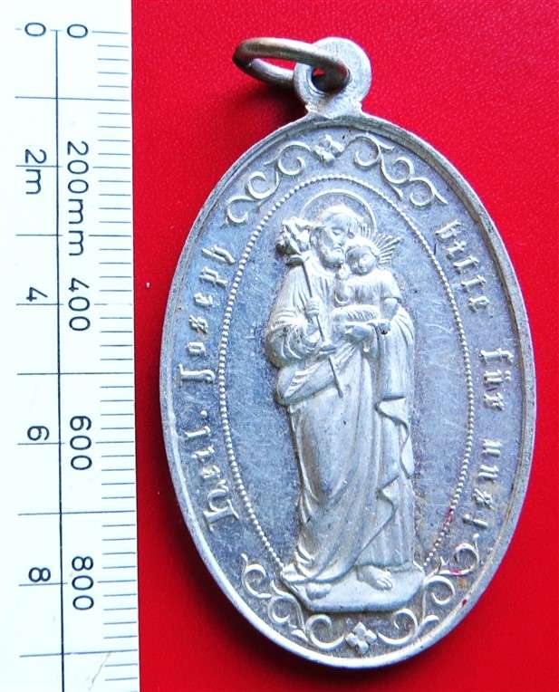 Vintage German Catholic Medallion Pendant - Virgin Mary & Baby Jesus