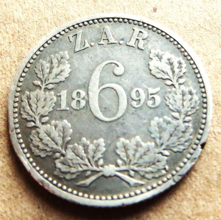 ZAR 1895 Sixpence 6d Silver