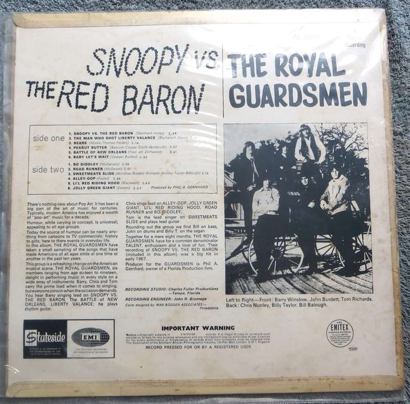 Snoopy vs The Red Baron Vintage Vinyl LP The Royal Guardsmen - VG/VG+