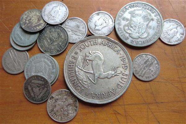 SA Union 80% Silver Coin Lot + 1 x US Dime 64.5gr