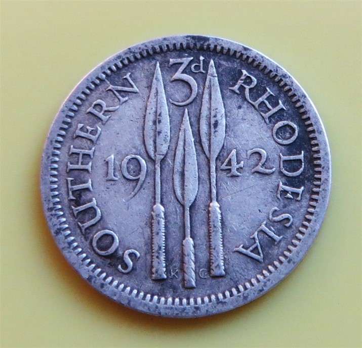 1942 Southern Rhodesia 3d Silver Coin