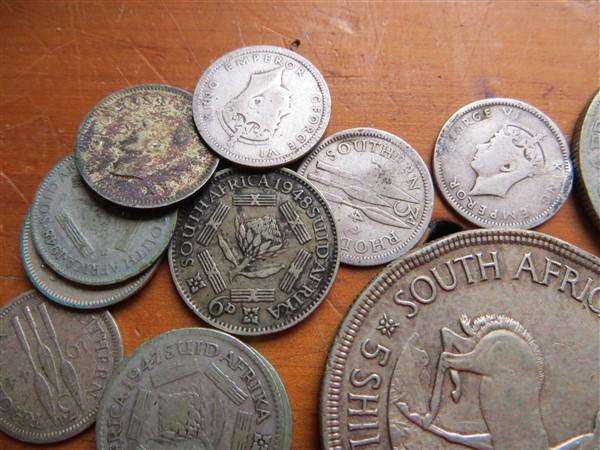 SA Union 80% Silver Coin Lot + 1 x US Dime 64.5gr