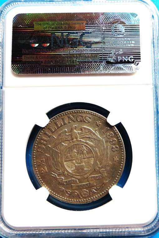 ZAR 1893 2 1/2 Shillings Halfcrown Silver NGC VF30
