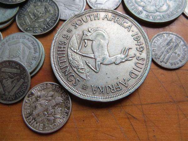 SA Union 80% Silver Coin Lot + 1 x US Dime 64.5gr