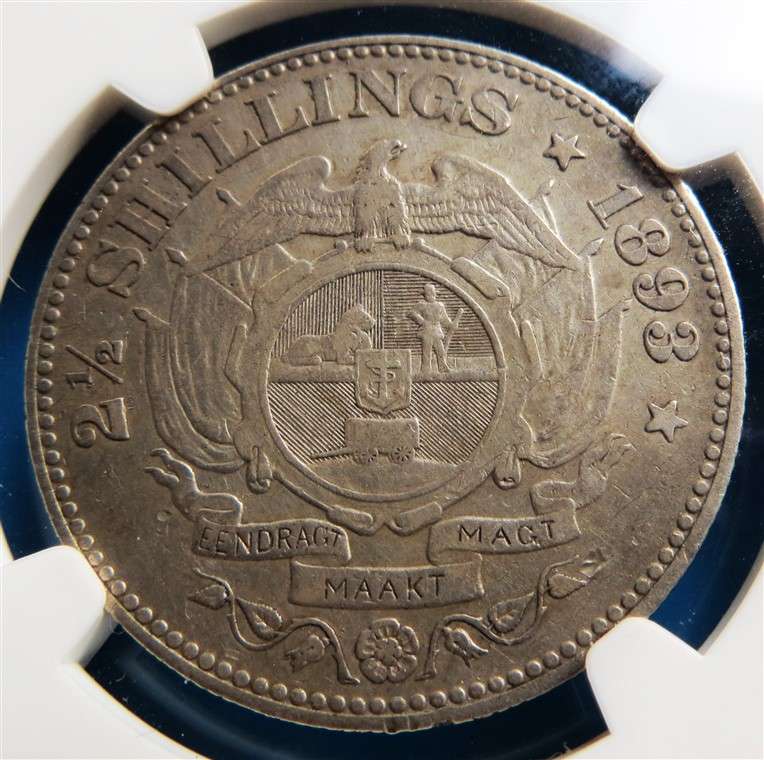 ZAR 1893 2 1/2 Shillings Halfcrown Silver NGC VF30