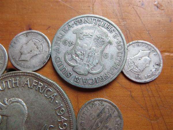 SA Union 80% Silver Coin Lot + 1 x US Dime 64.5gr