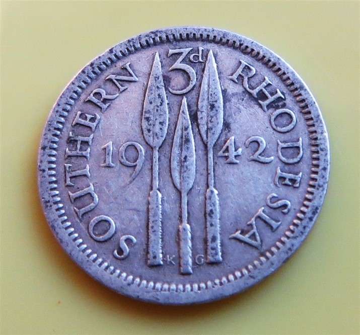 1942 Southern Rhodesia 3d Silver Coin