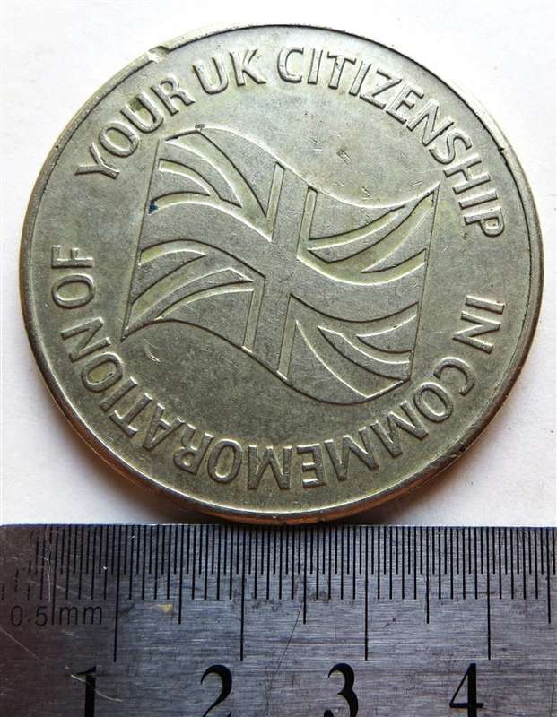 UK Citizenship Commemorative Medallion 44mm
