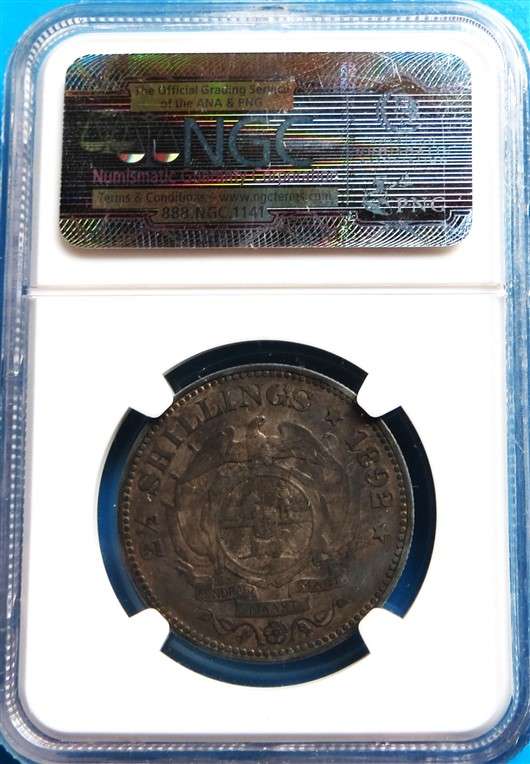 ZAR 1892 2 1/2 Shillings Halfcrown Silver NGC XF45