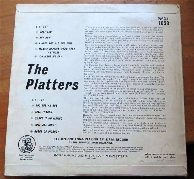 The Platters (1958) - PMDJ-1058 Vintage Vinyl LP