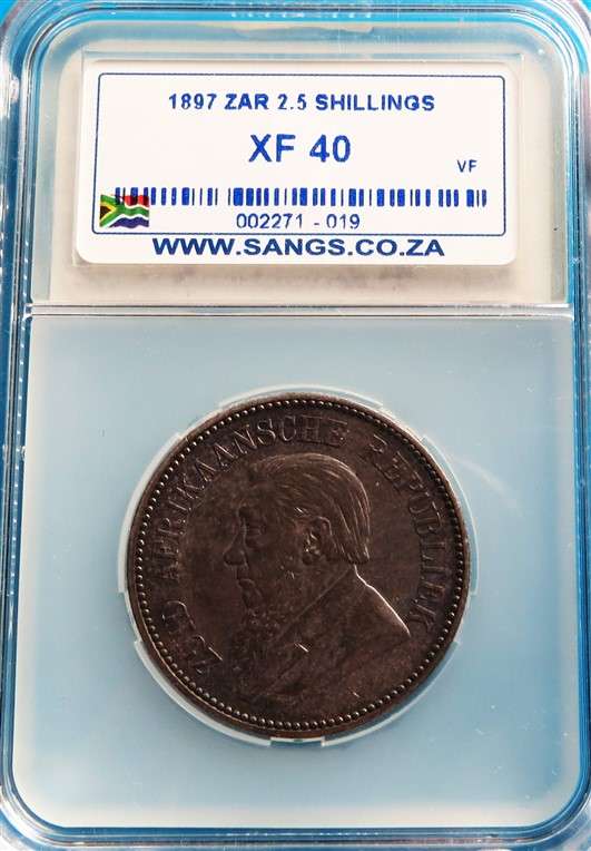 ZAR 1897 2 1/2 Shillings Halfcrown Silver SANGS XF40
