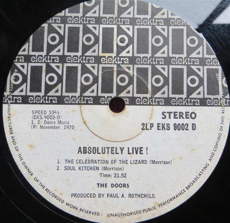 The Doors - Absolutely Live 2 x Vintage Vinyl LP - VG