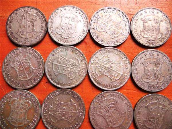 14 x SA Union 2/ Florins Silver 156.2gr - 1 Bid for All