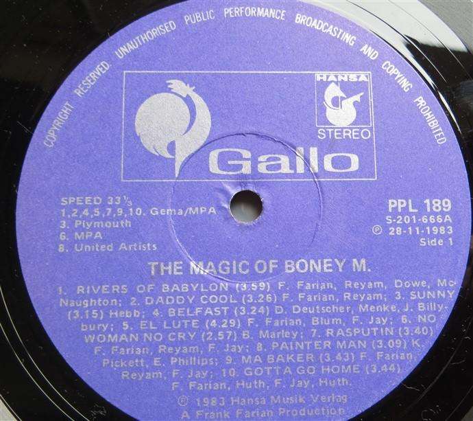 Vintage LP - The Magic of Boney M - 20 Greatest Hits