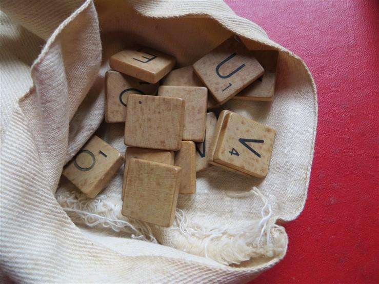Vintage Scrabble Game - Complete - with letters in an old Bank Bag