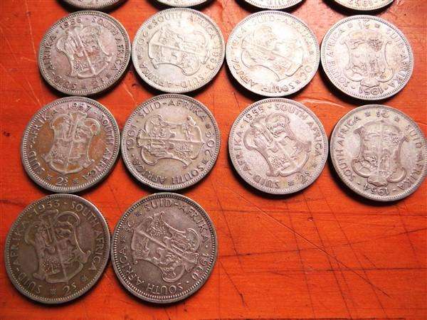 14 x SA Union 2/ Florins Silver 156.2gr - 1 Bid for All