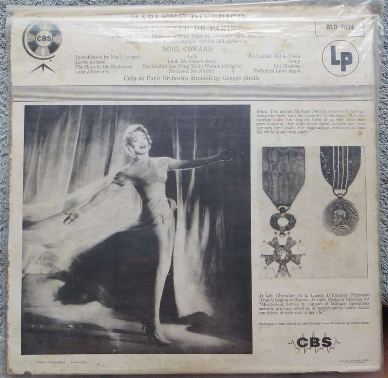 Marlene Dietrich at Cafe De Paris -  Vintage Vinyl LP - VG